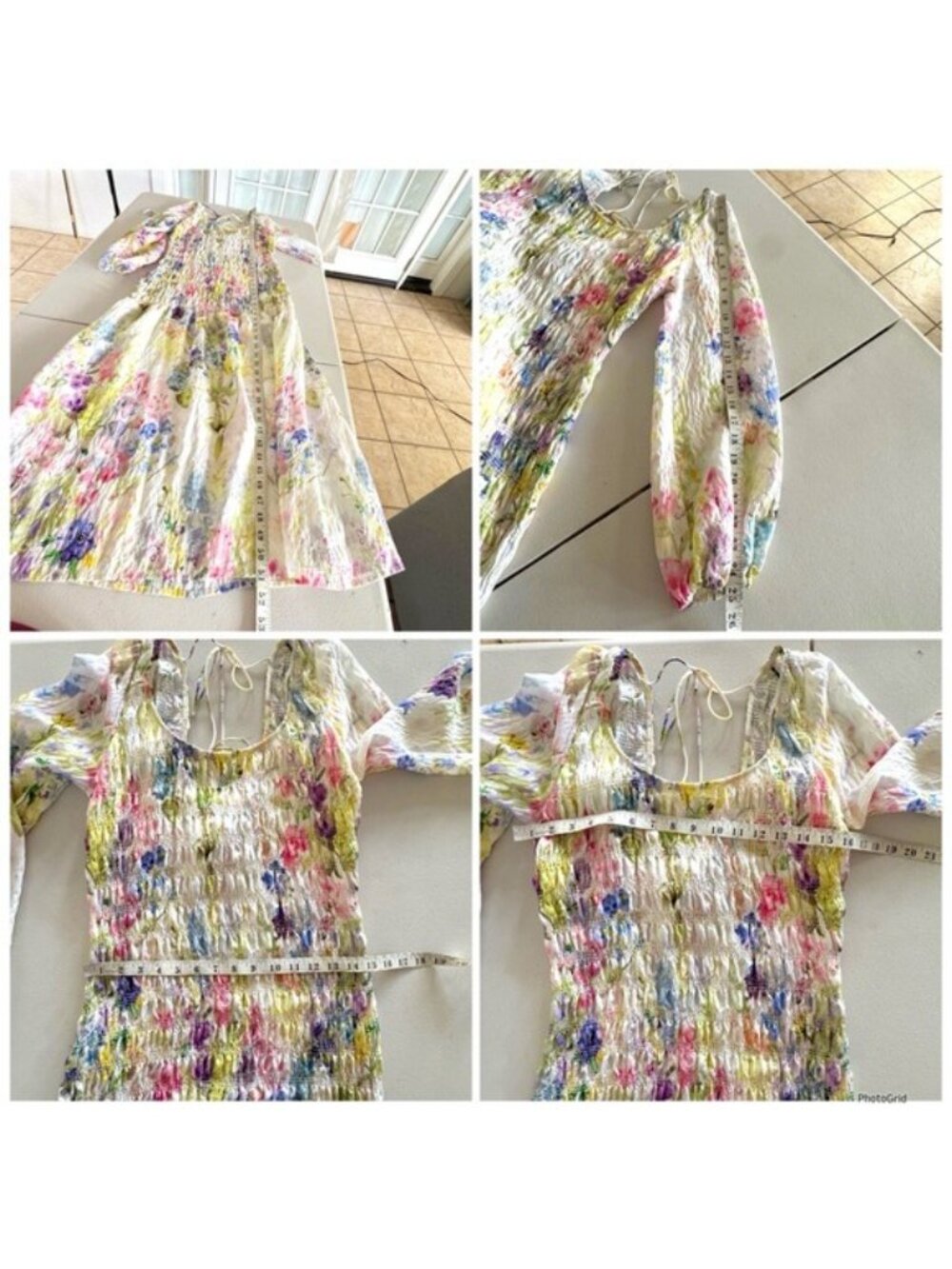 H&M Smocked Floral Long Sleeve Maxi Dress Medium - Picture 12 of 16